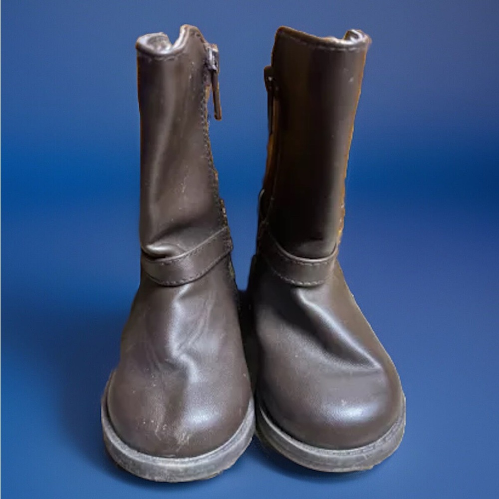 Gymboree Cosmic Club Two Tone Brown Faux Leather Riding Boots Toddler Size 4